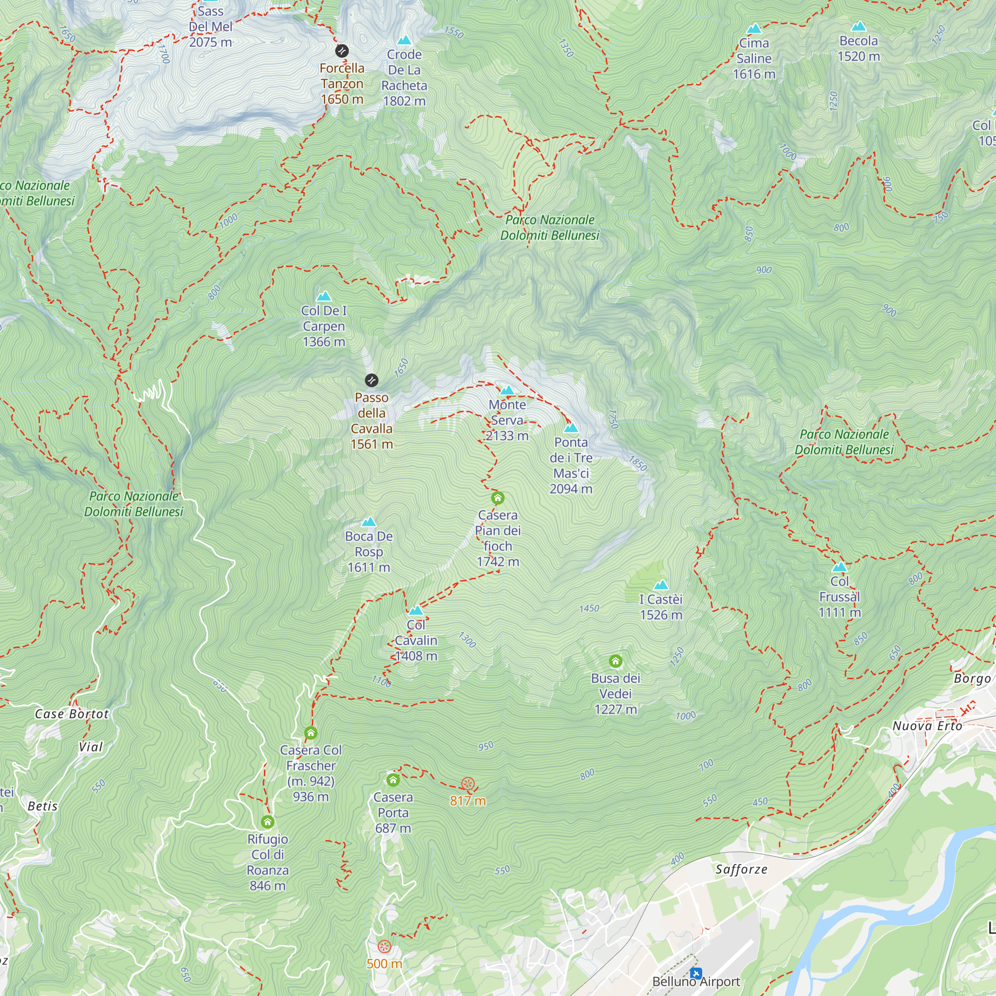 Casera Pian dei fioch map
