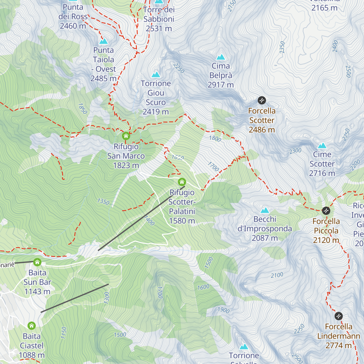 Rifugio Scotter-Palatini map