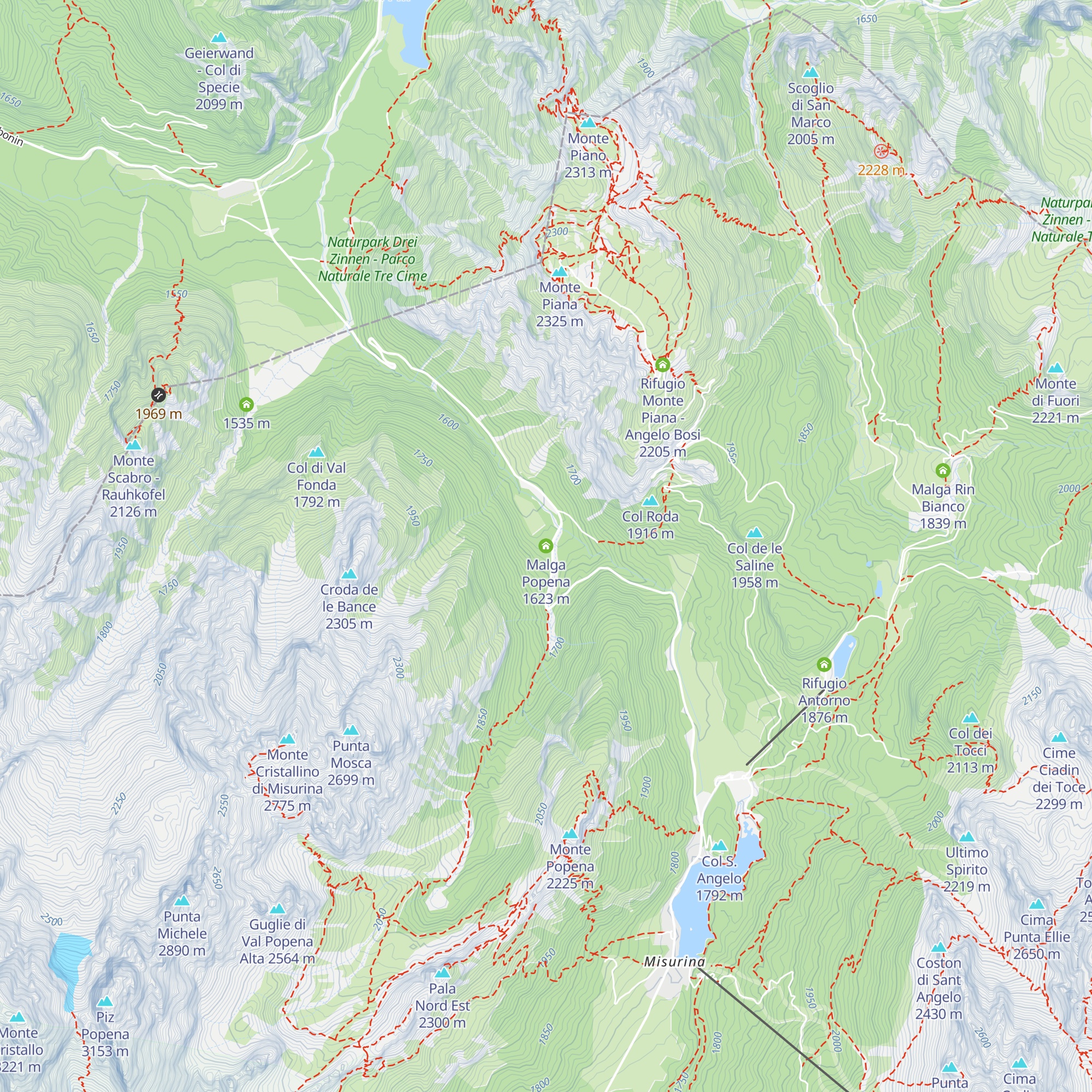 Malga Popena map