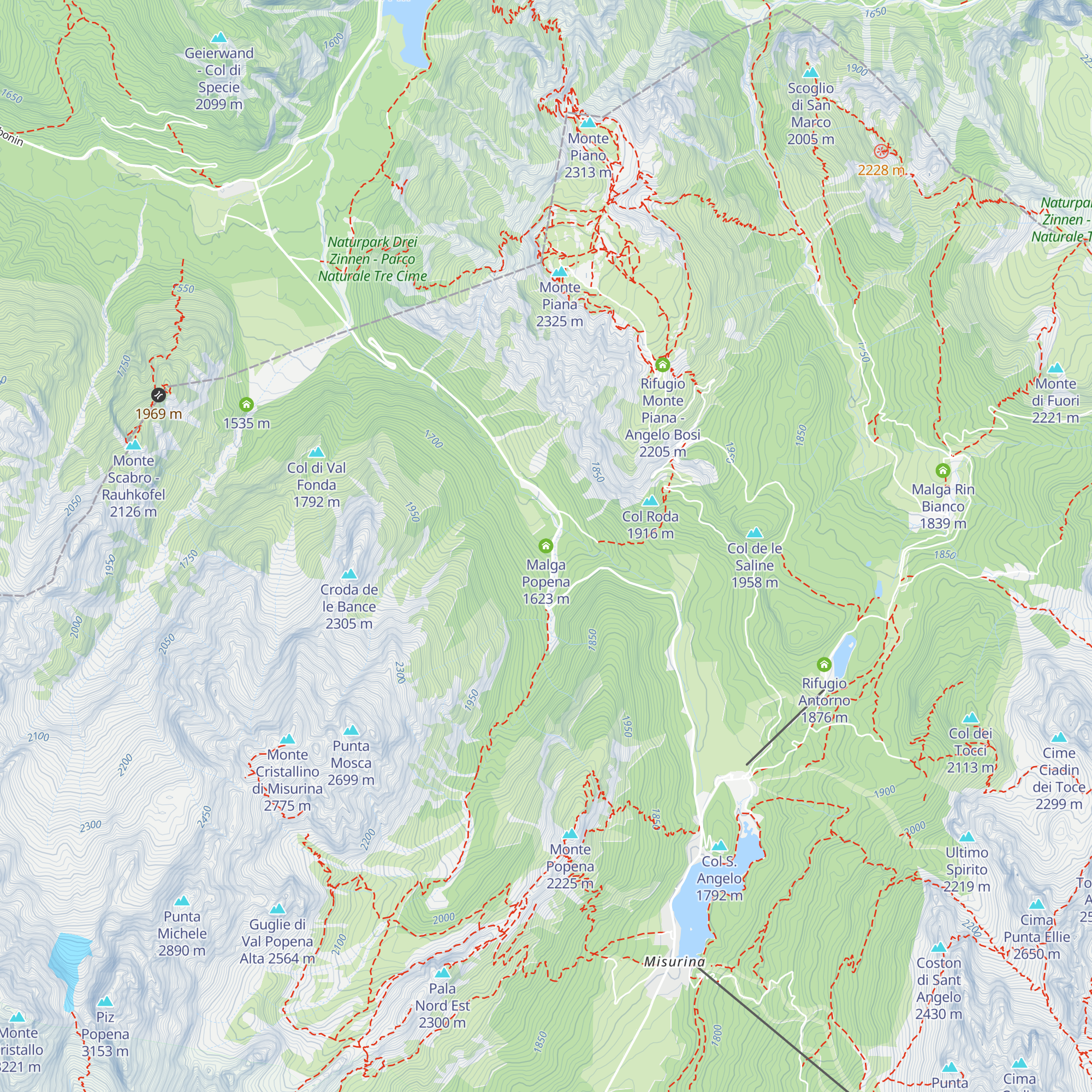 Malga Popena map