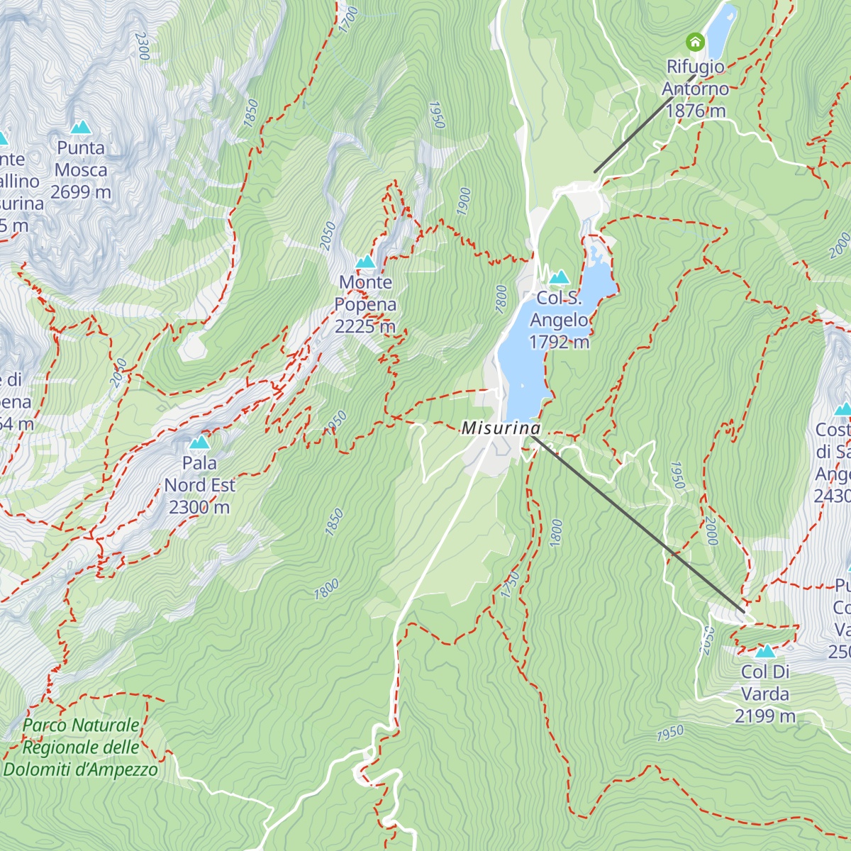 Malga Misurina map
