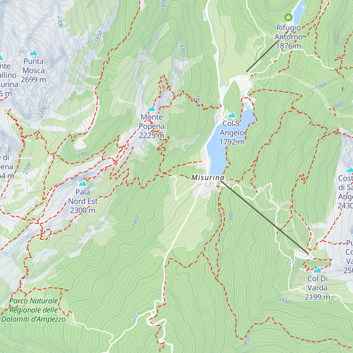 Malga Misurina map