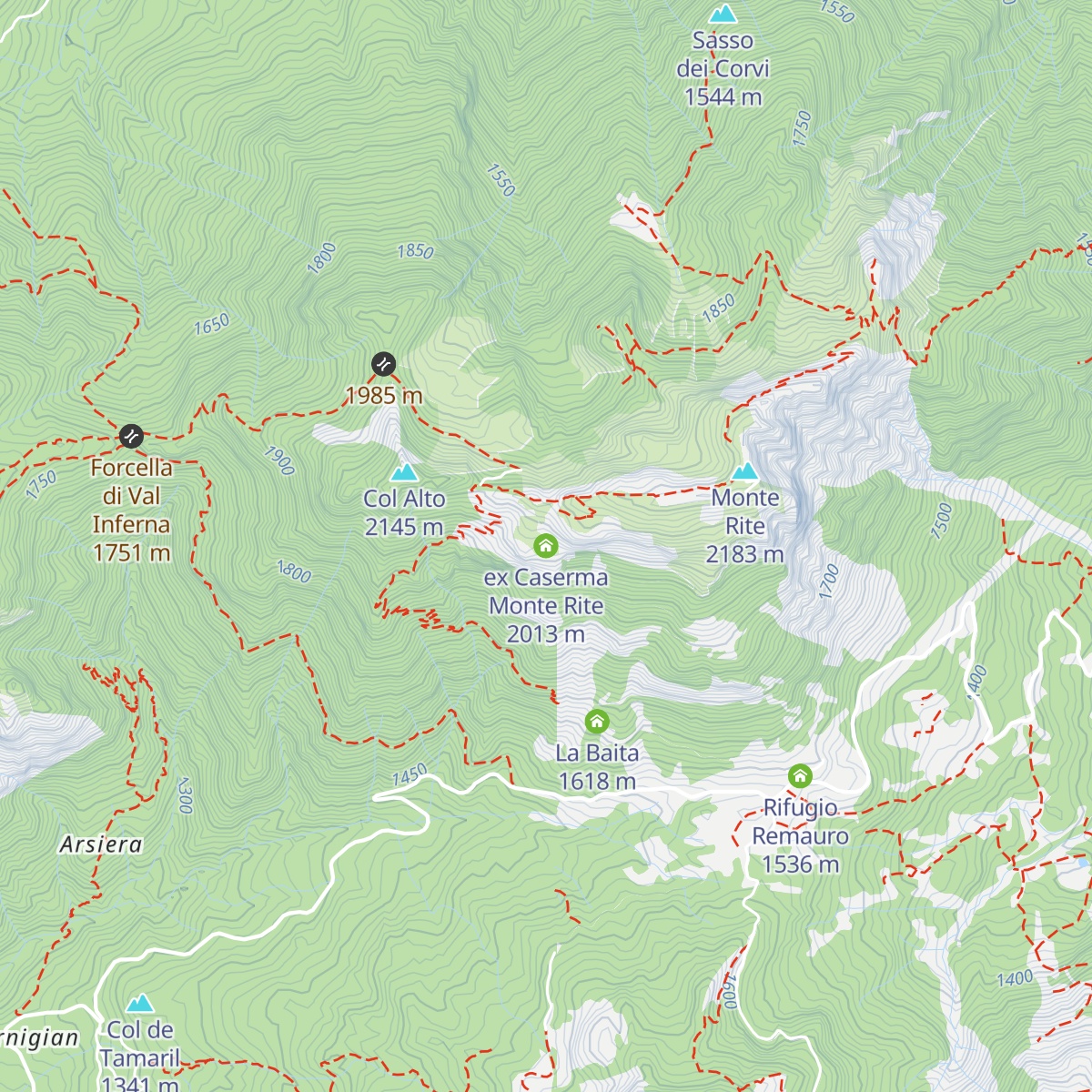 ex Caserma Monte Rite map