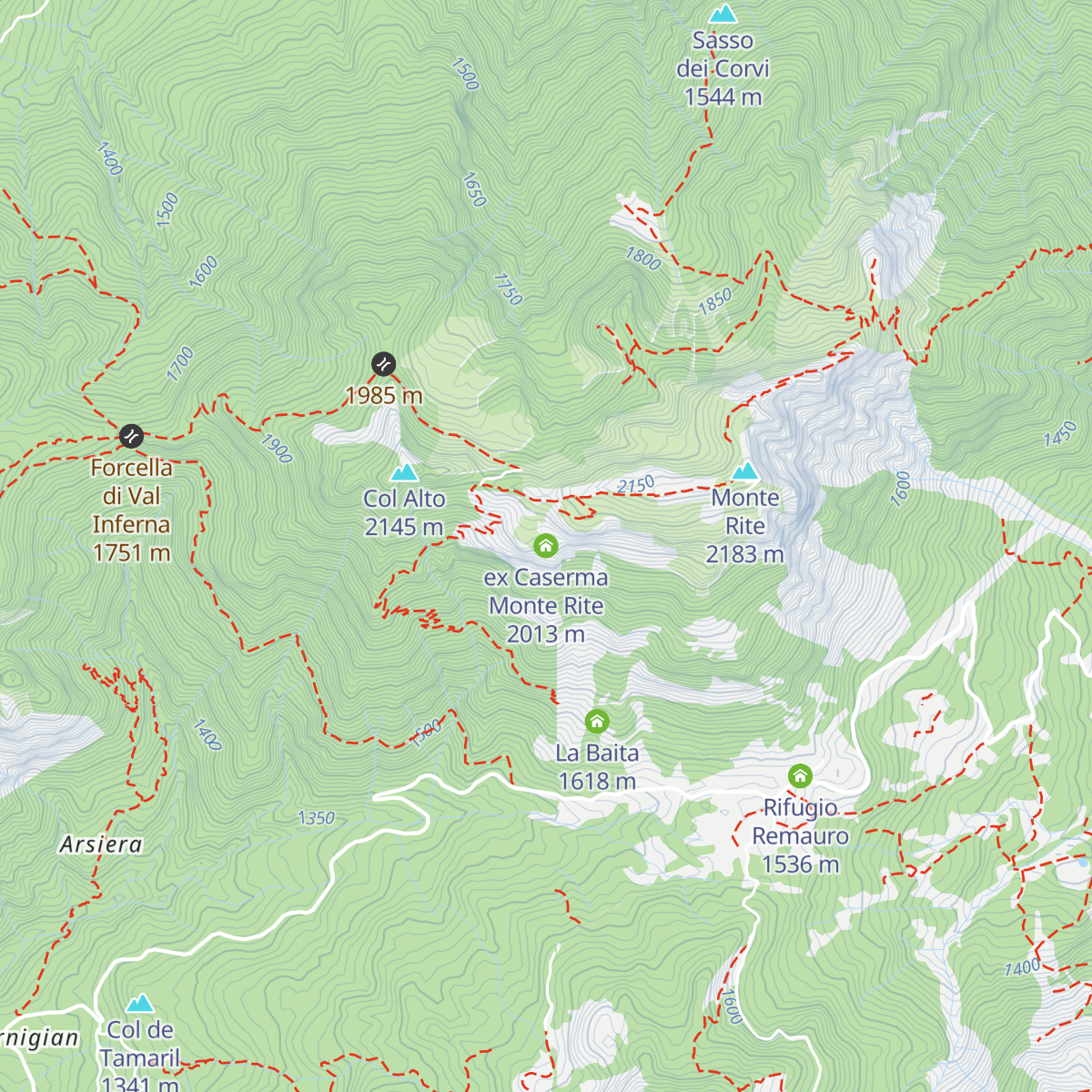 ex Caserma Monte Rite map