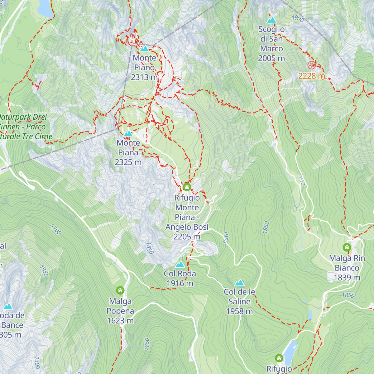 Rifugio Monte Piana - Angelo Bosi map