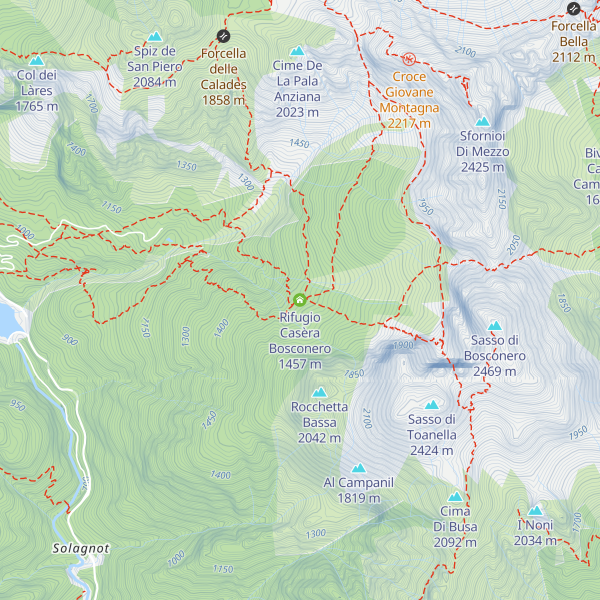 Rifugio Casèra Bosconero map