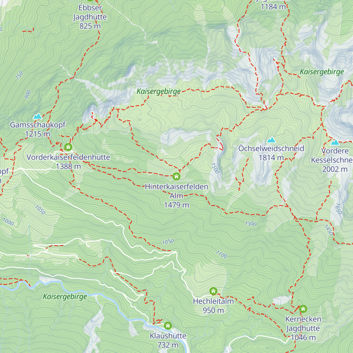 Hinterkaiserfelden Alm map