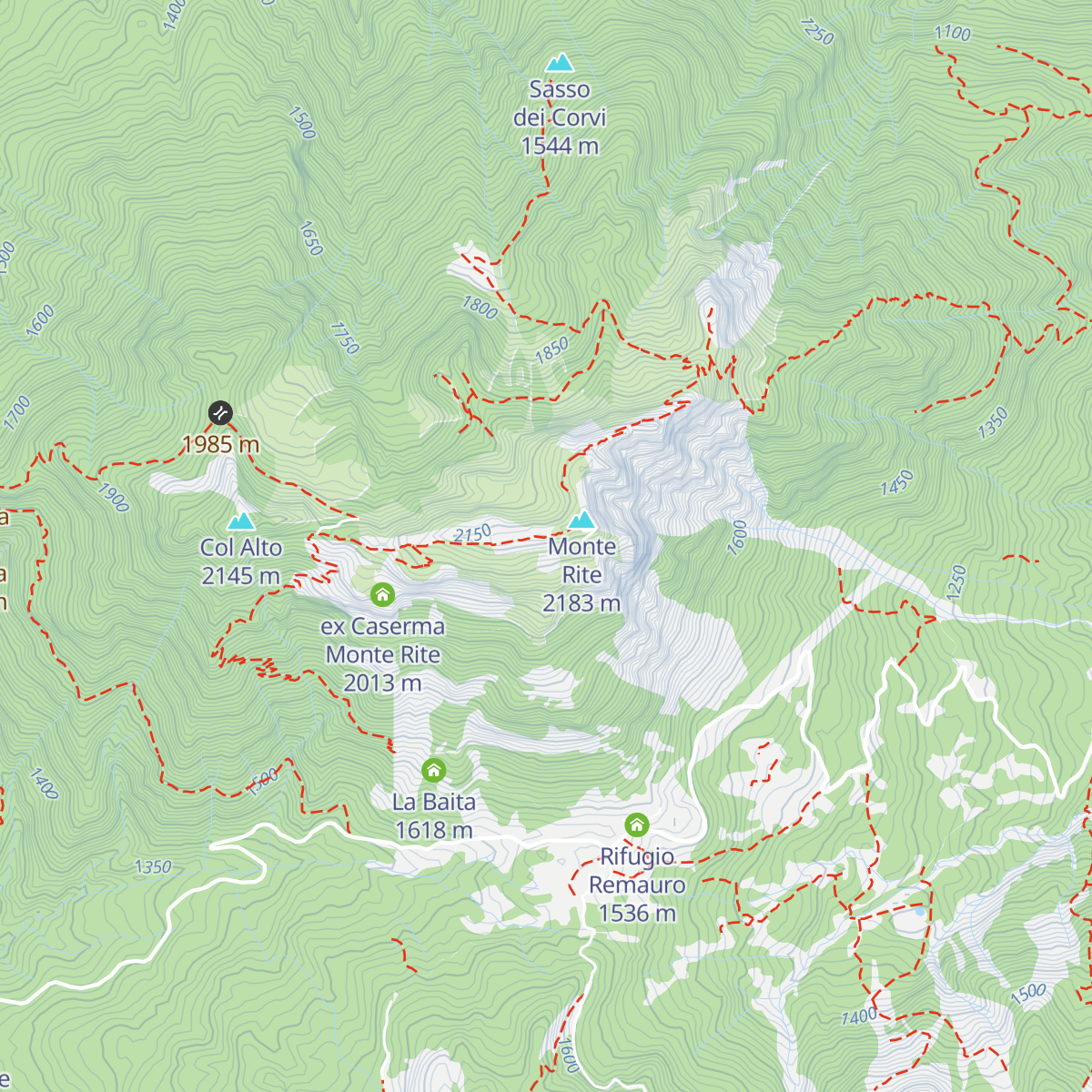 Rifugio Dolomites Monte Rite map
