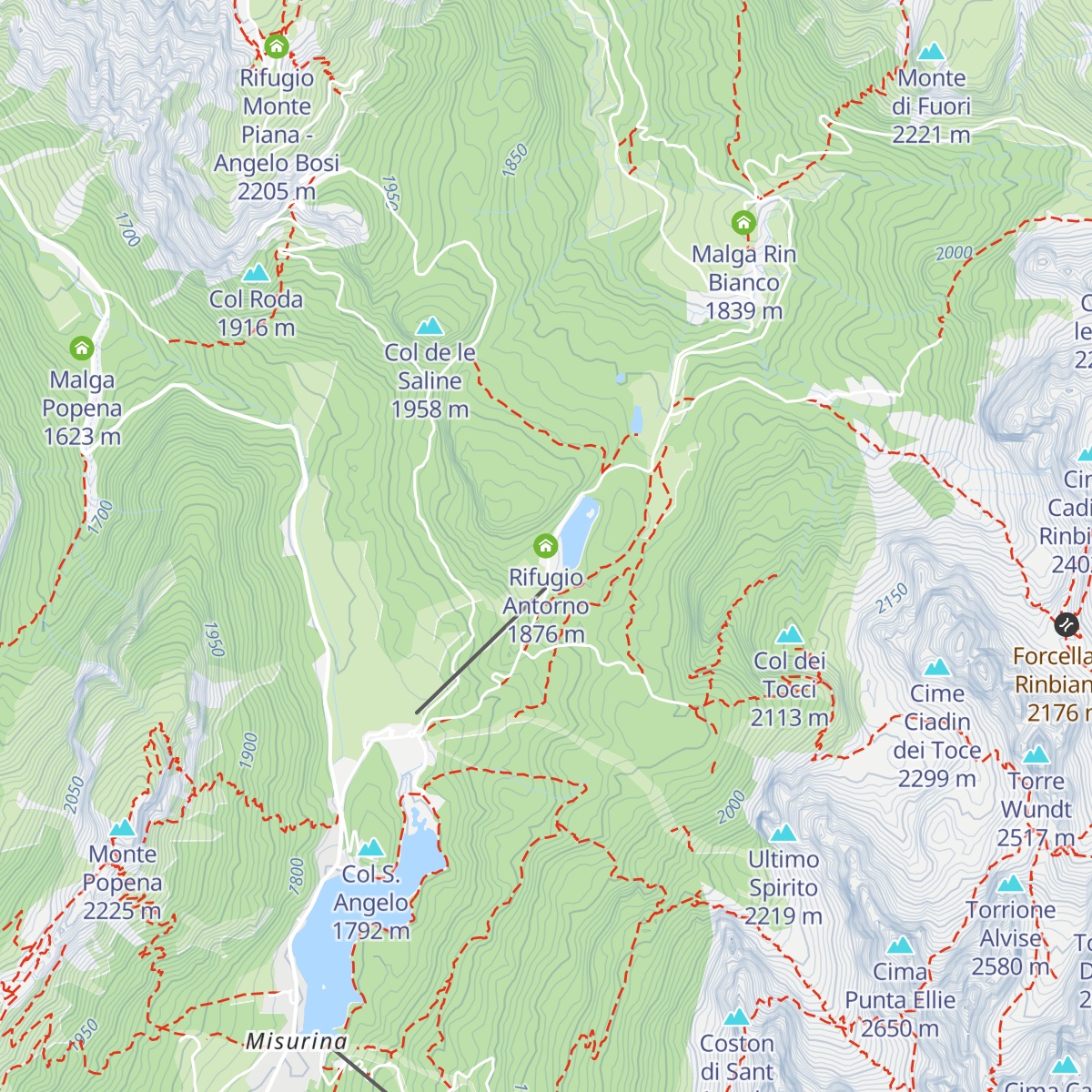 Rifugio Antorno map