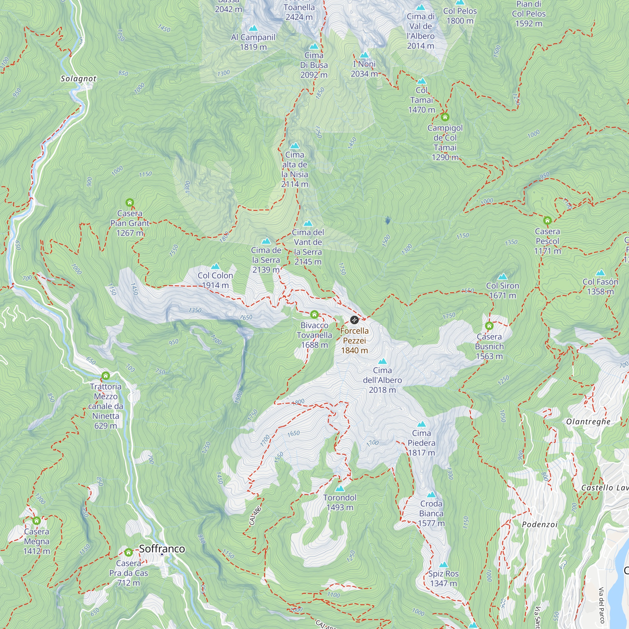 Bivacco Tovanella map