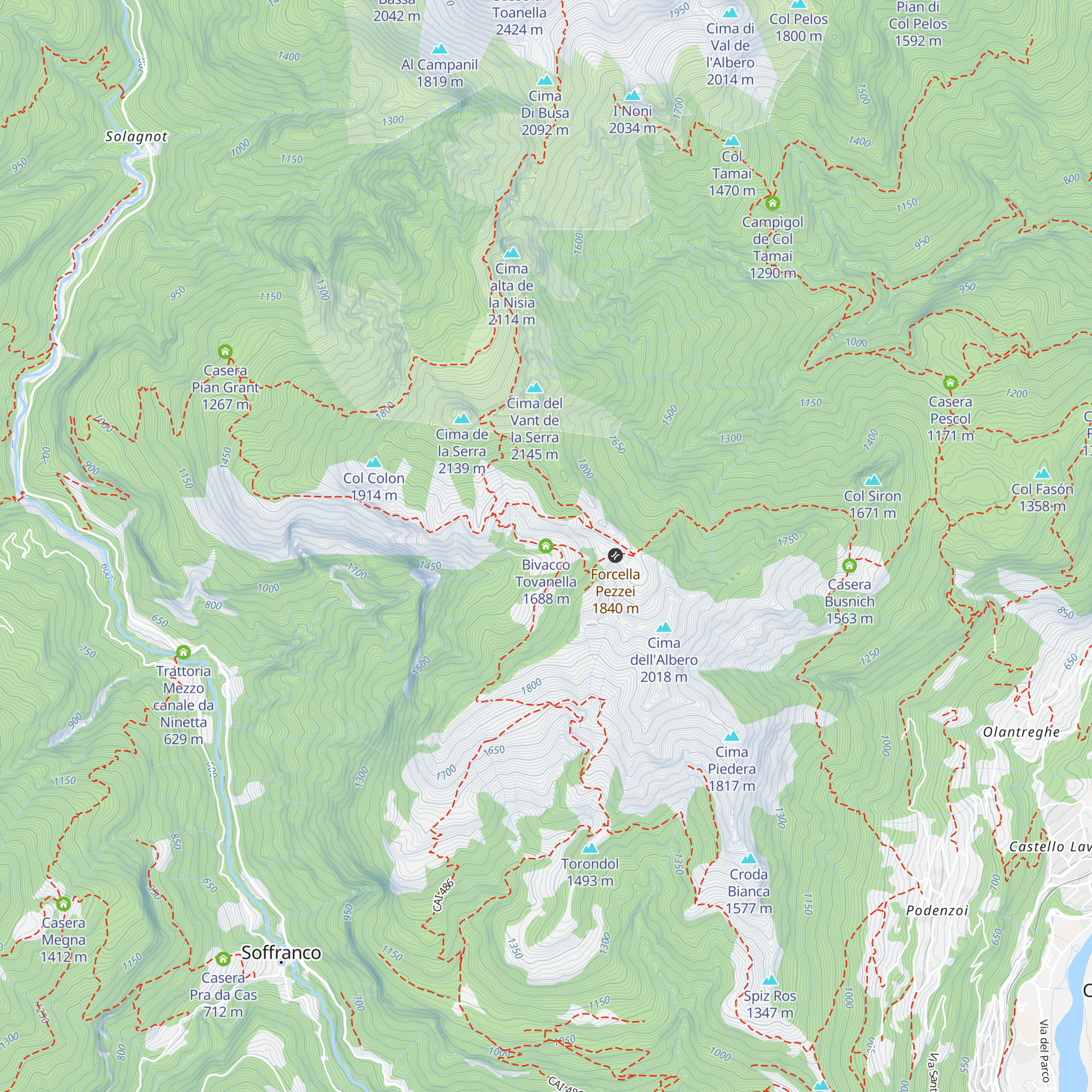 Bivacco Tovanella map