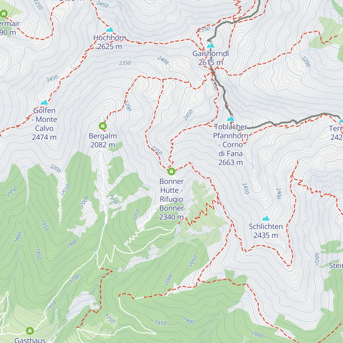 Bonner Hütte - Rifugio Bonner map