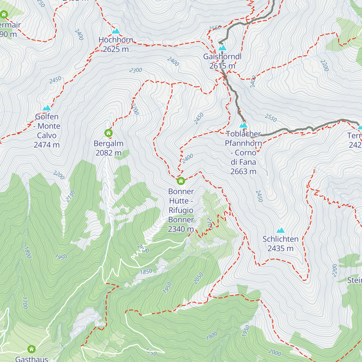 Bonner Hütte - Rifugio Bonner map