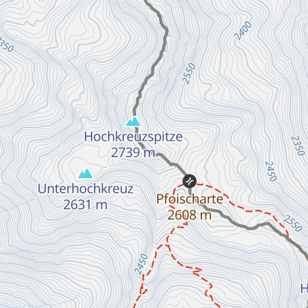 Map of Mittlerhochkreuz - Monte Croce d Mezzo