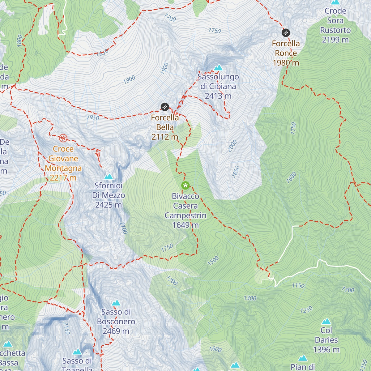 Bivacco Casera Campestrin map