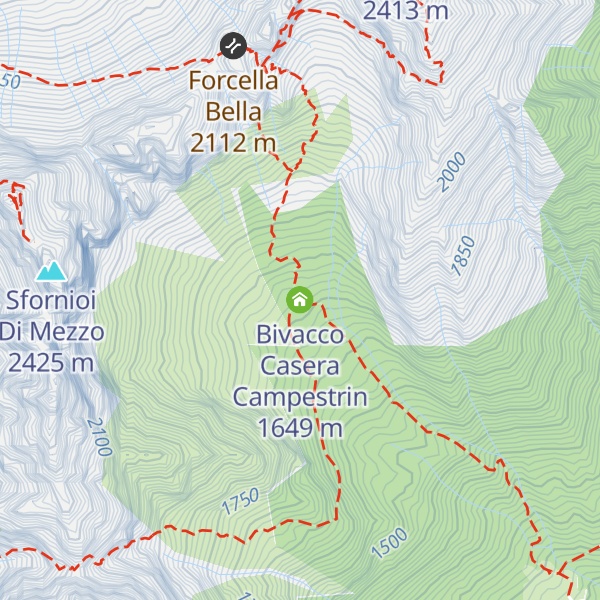 Map of Bivacco Casera Campestrin