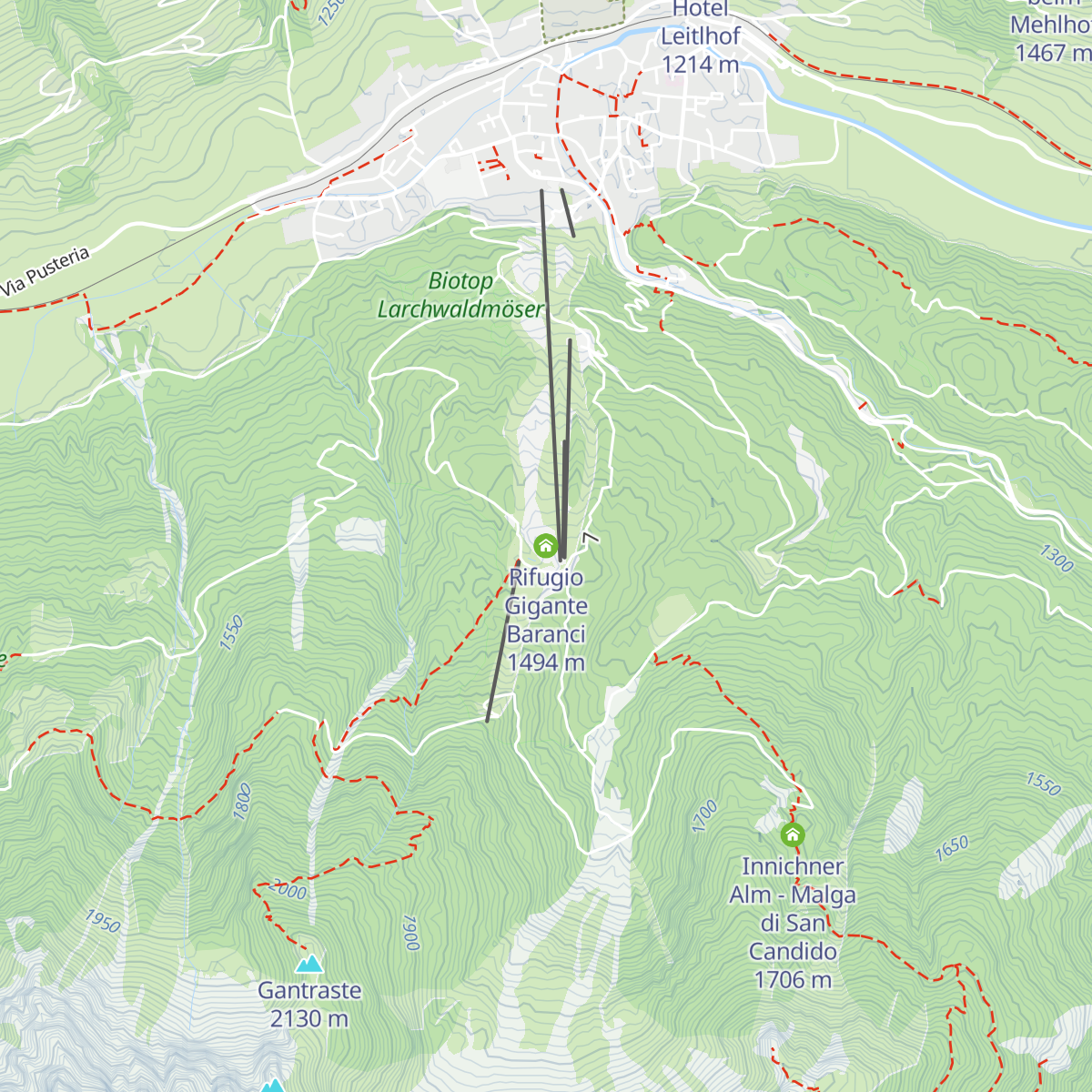 Rifugio Gigante Baranci map