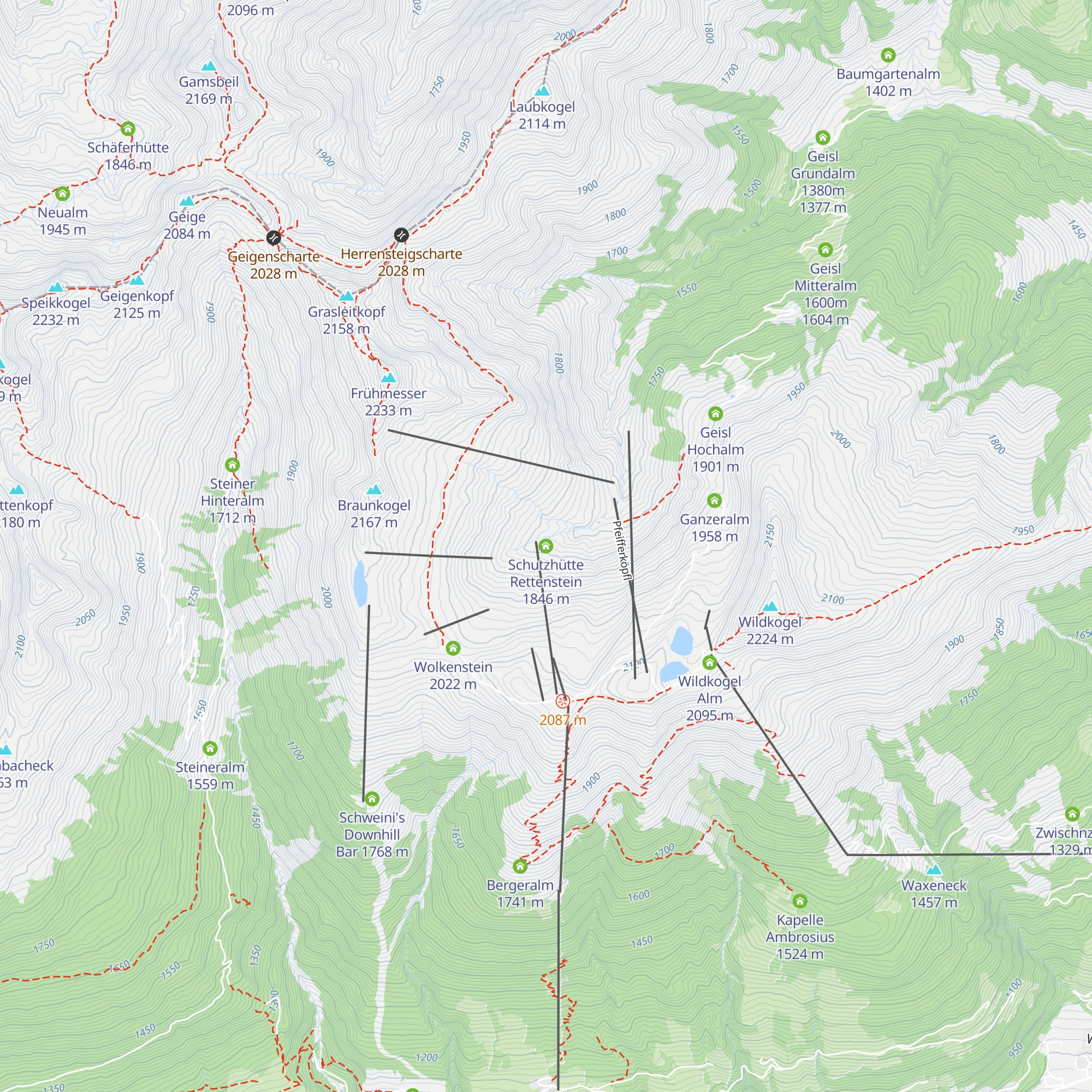 Schutzhütte Rettenstein map