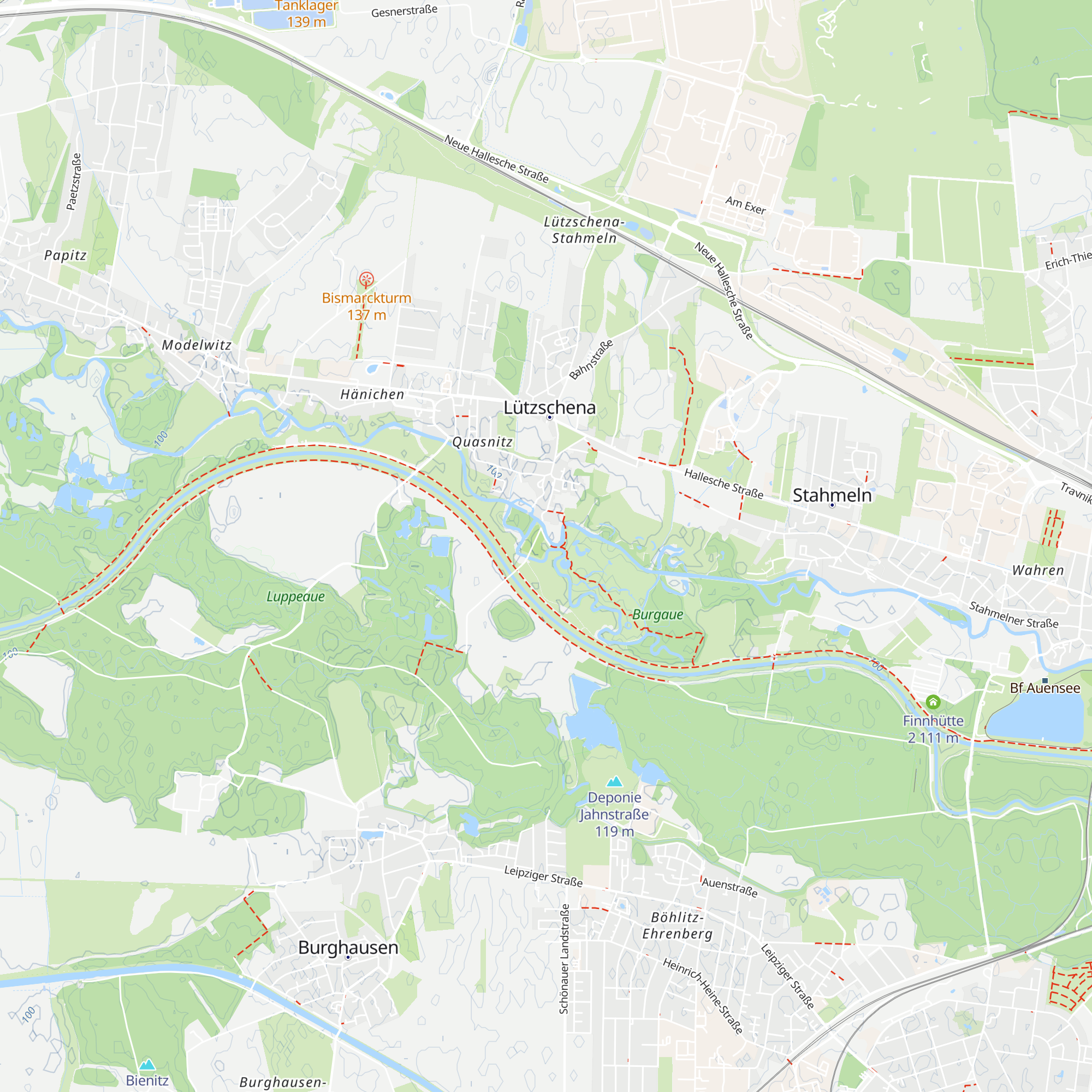 Auwaldstation Lützschena map