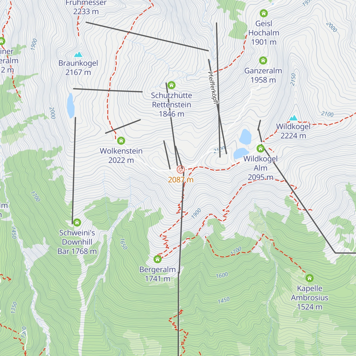 Bergrestaurant Skiarena Wildkogel map
