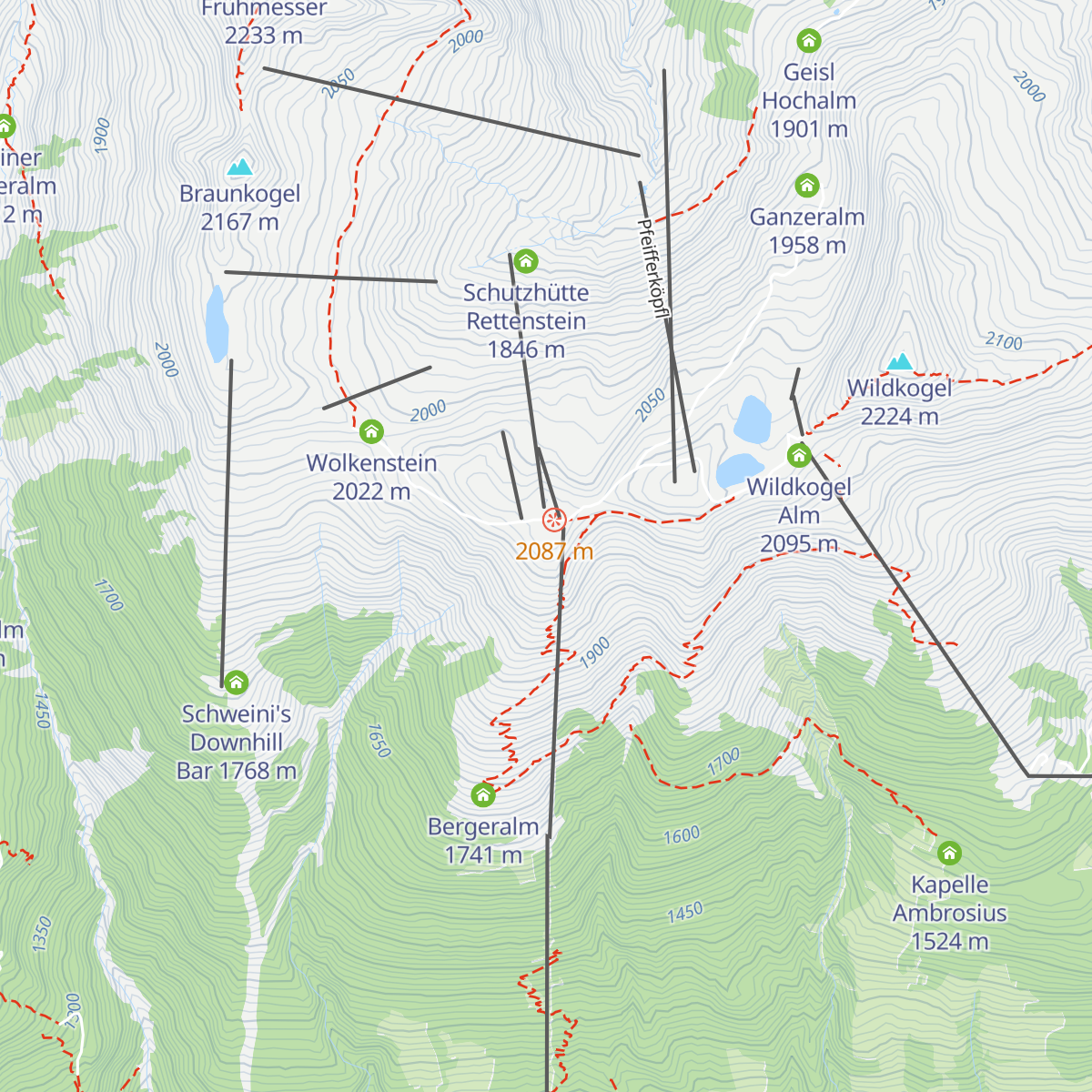 Bergrestaurant Skiarena Wildkogel map