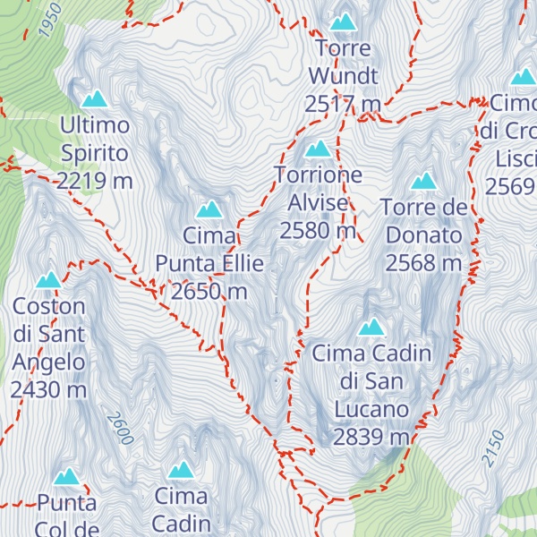Map of Cima Cadin Nord Ovest