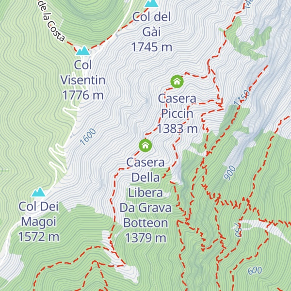 Map of Casera Della Libera Da Grava Botteon