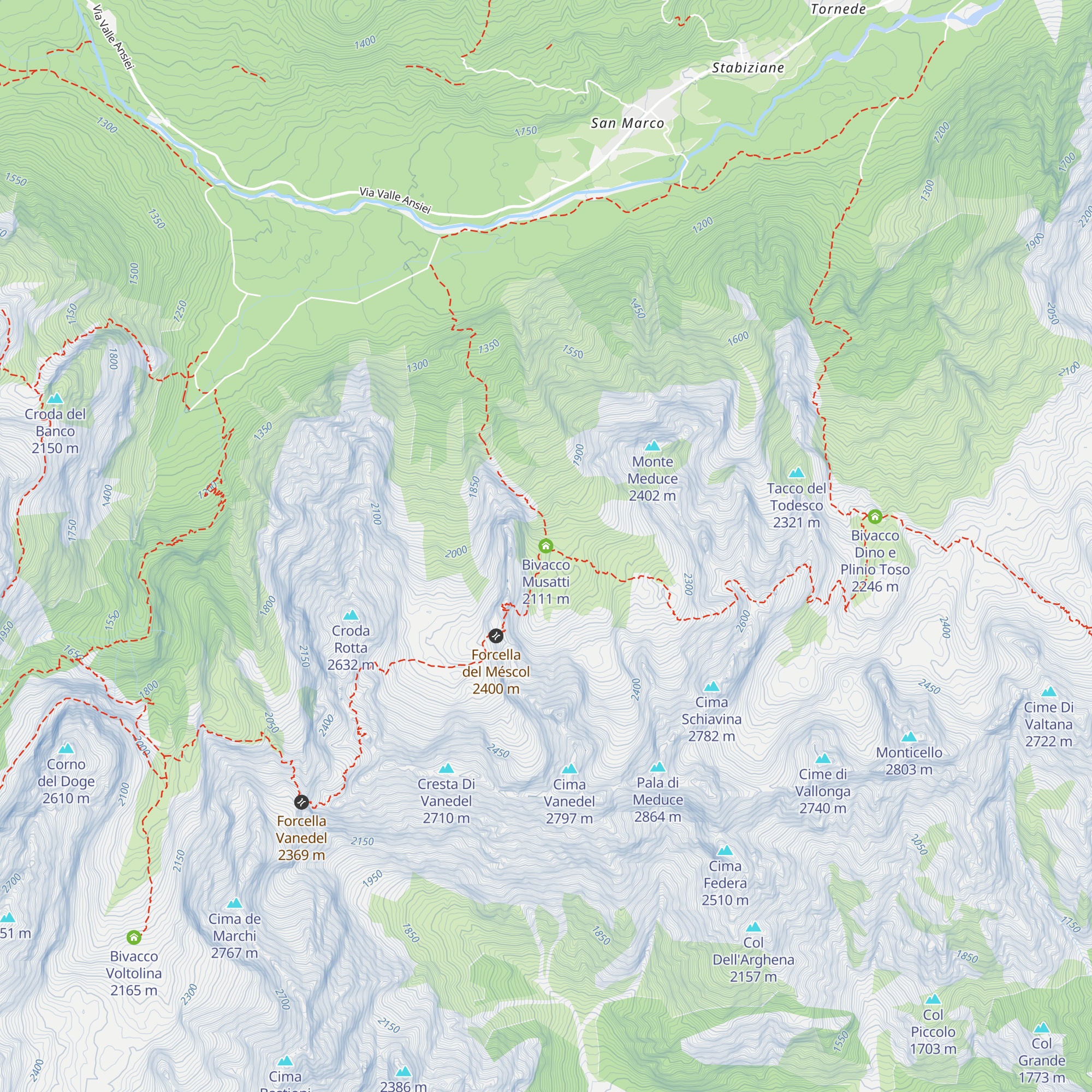 Bivacco Musatti map
