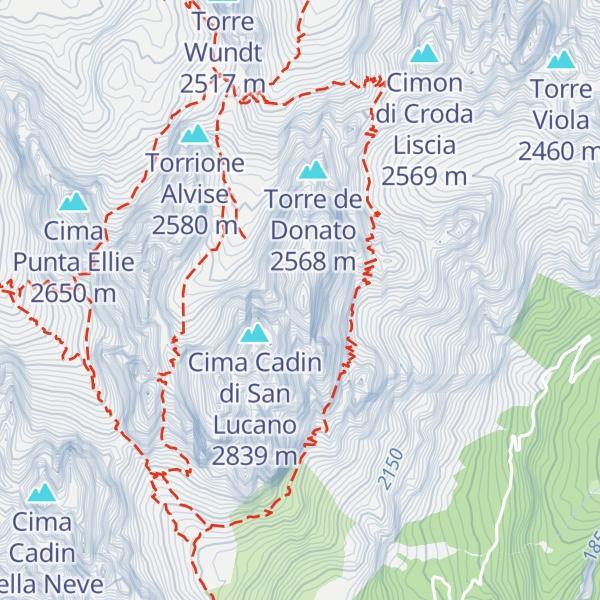 Map of Cima Cadin Nord Est
