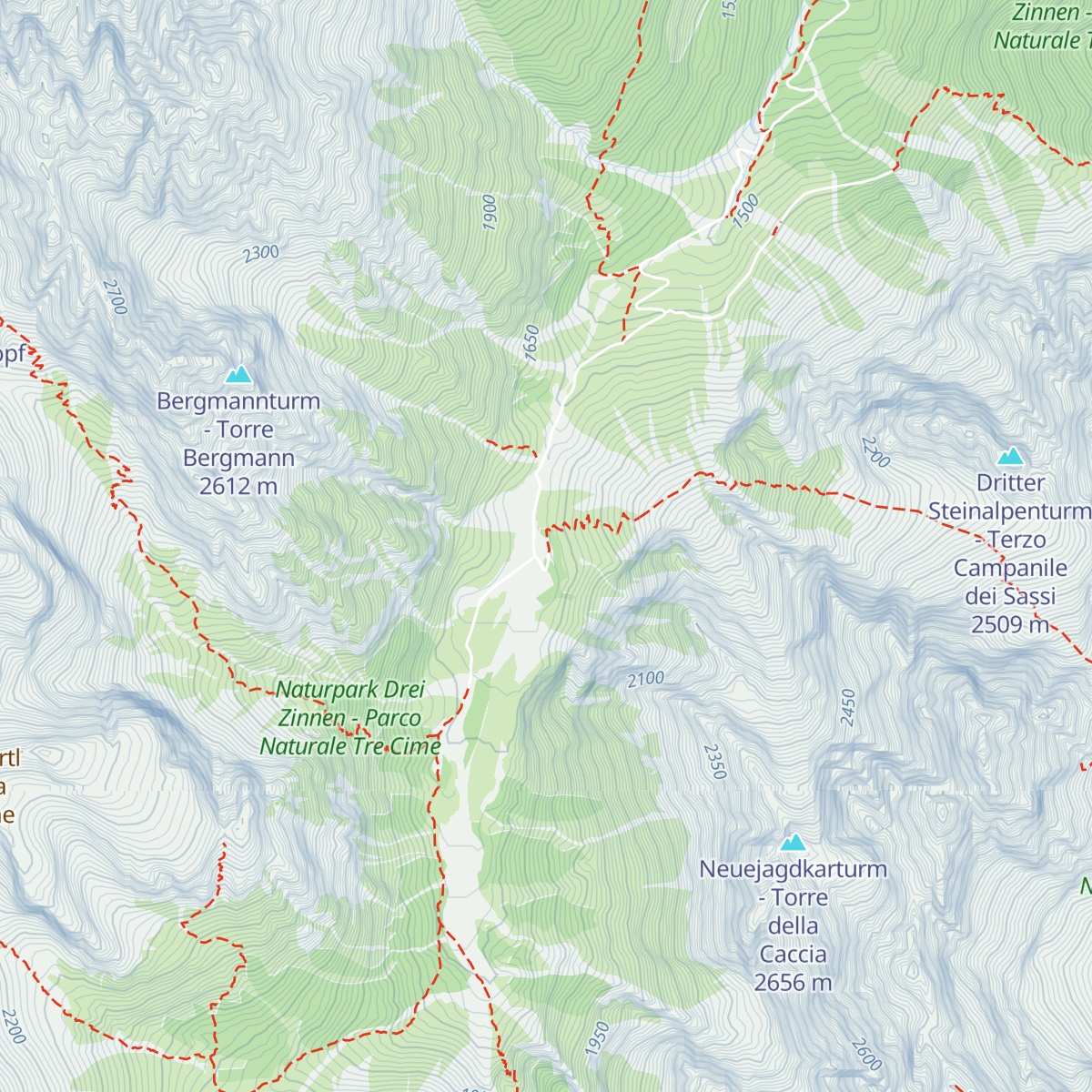 Dreischusterhütte - Rifugio Tre Scarperi map