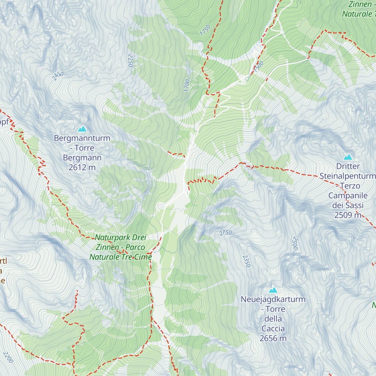 Dreischusterhütte - Rifugio Tre Scarperi map