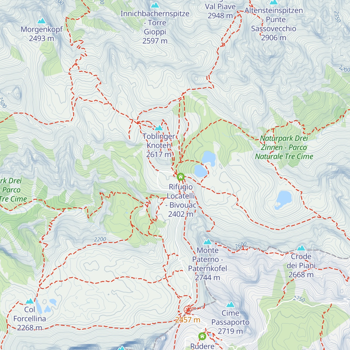 Dreizinnenhütte - Rifugio Antonio Locatelli/Sepp Innerkofler map