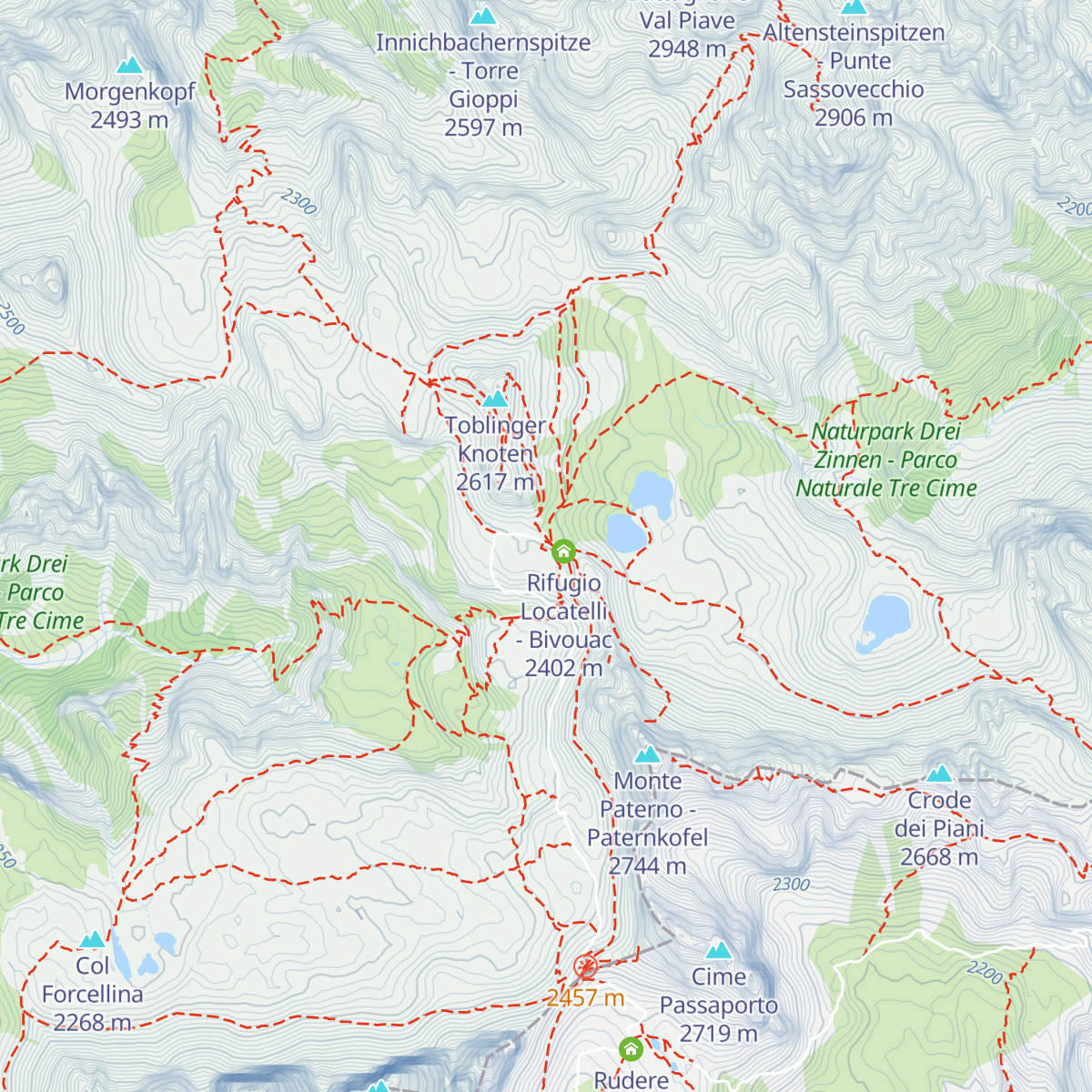 Dreizinnenhütte - Rifugio Antonio Locatelli/Sepp Innerkofler map