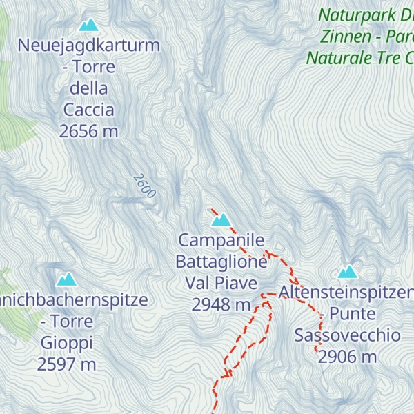 Map of Schusterplatte - Lastron dei Scarperi