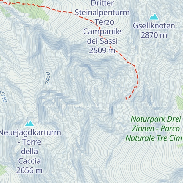 Map of Dreischusterspitze - Punta dei Tre Scarperi