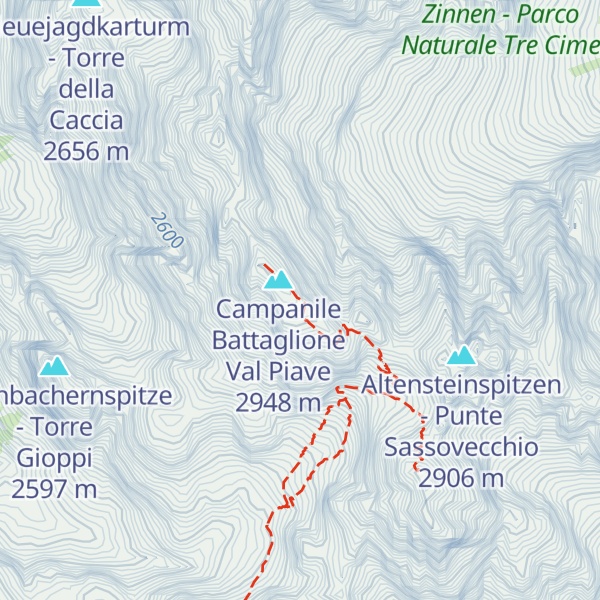 Map of Schusterplattenturm - Torre del Lastron dei Scarperi