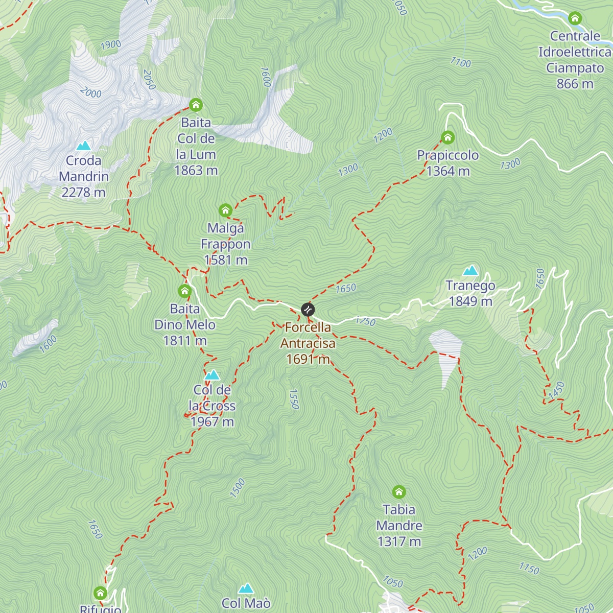 Capanna Tita Panciera map