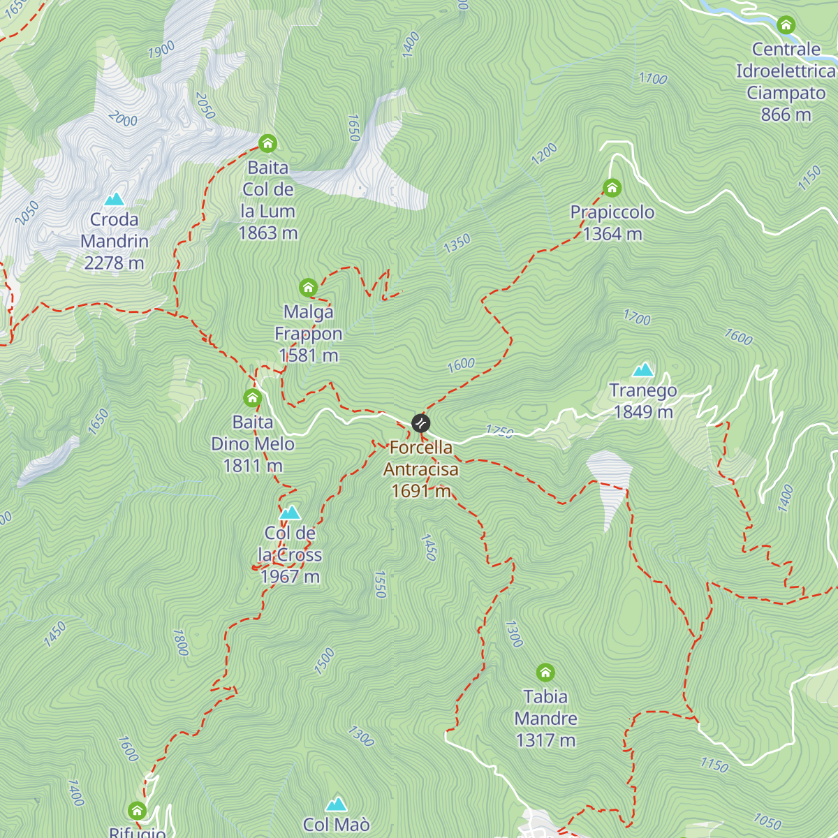Capanna Tita Panciera map