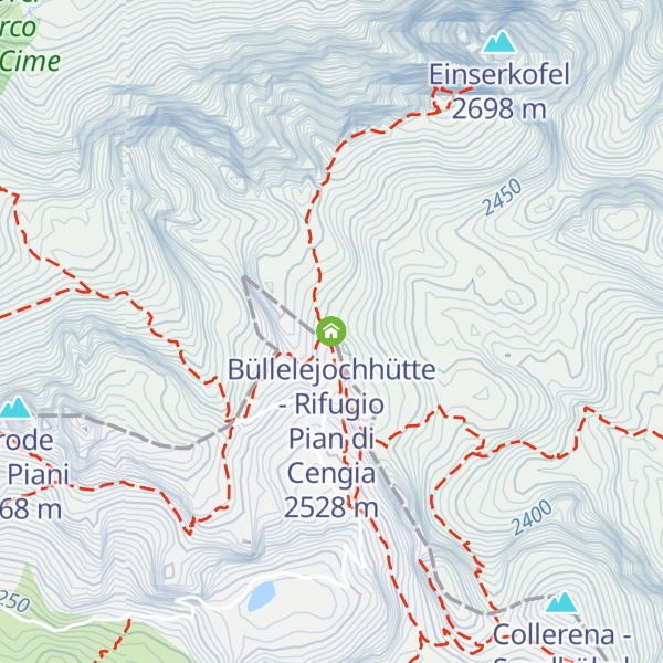 Map of Büllelejochhütte - Rifugio Pian di Cengia