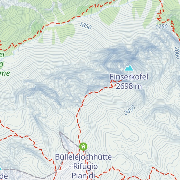 Map of Oberbachernspitzen Mittl - Croda Fiscalina di Mezzo