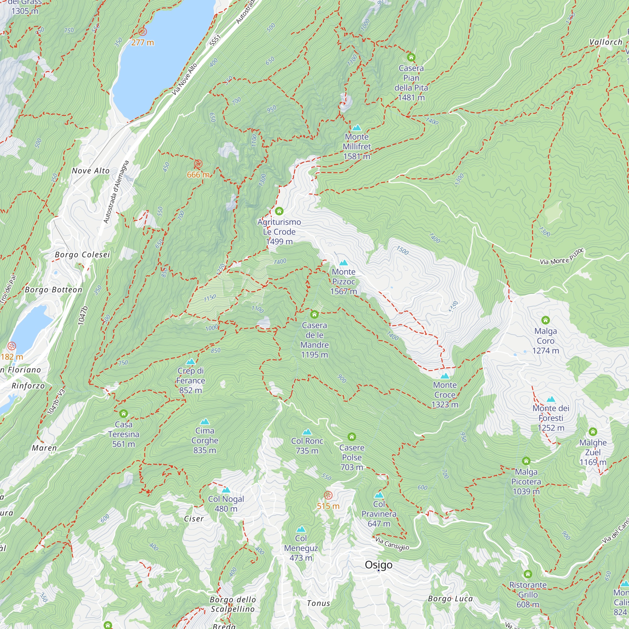 Casera de le Mandre map