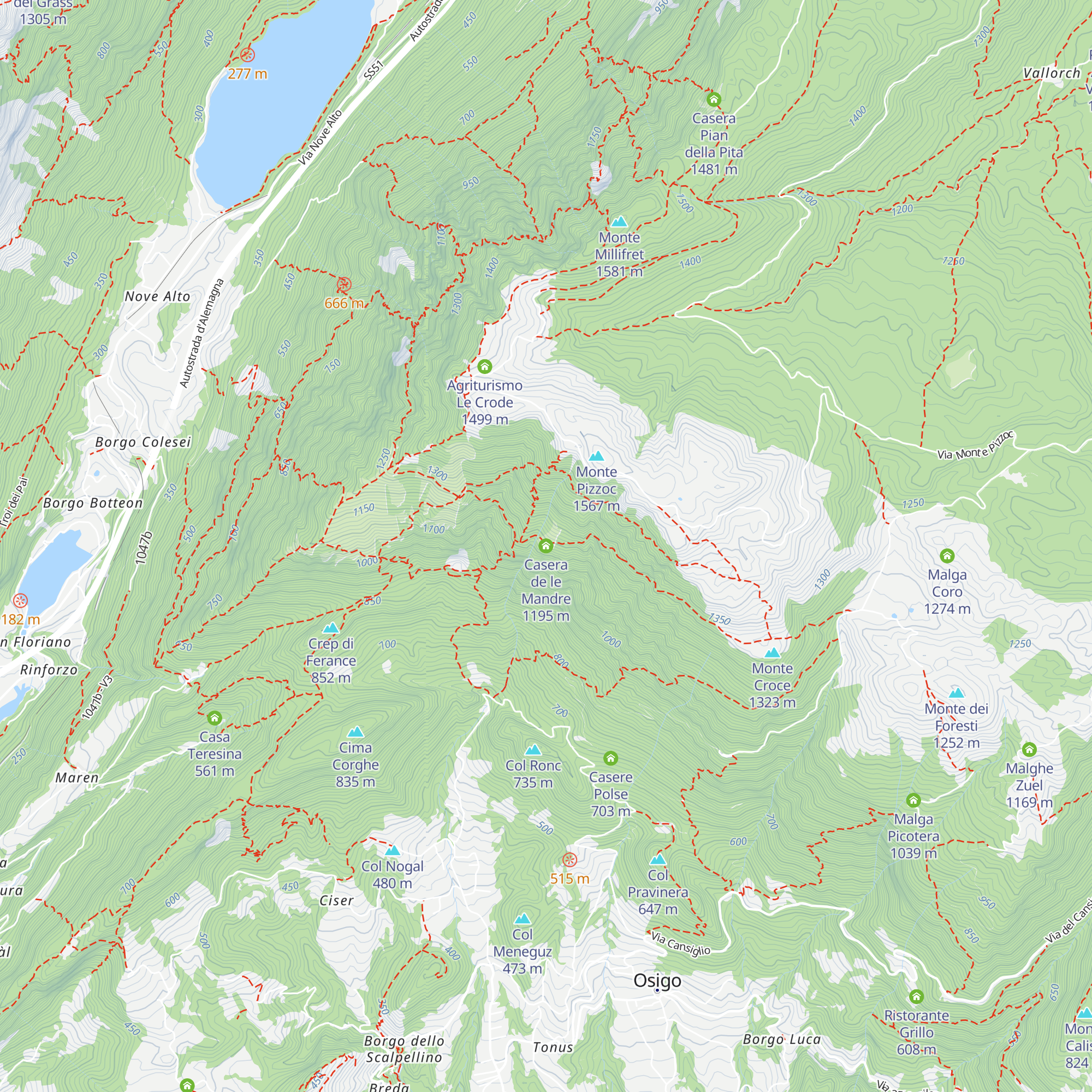 Casera de le Mandre map