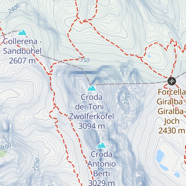 Map of Kleiner Zwölfer - Piccola Croda dei Toni