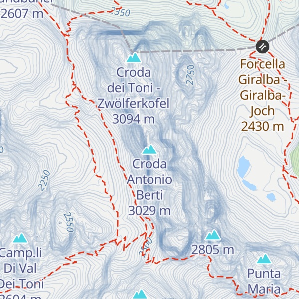 Map of Croda Antonio Berti