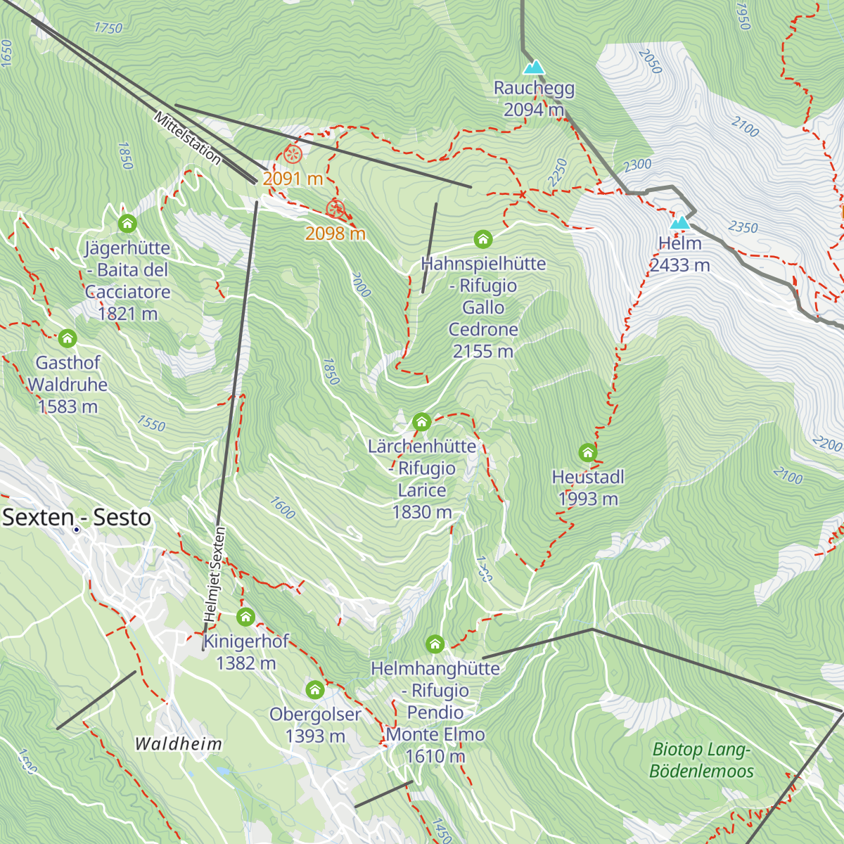 Lärchenhütte - Rifugio Larice map
