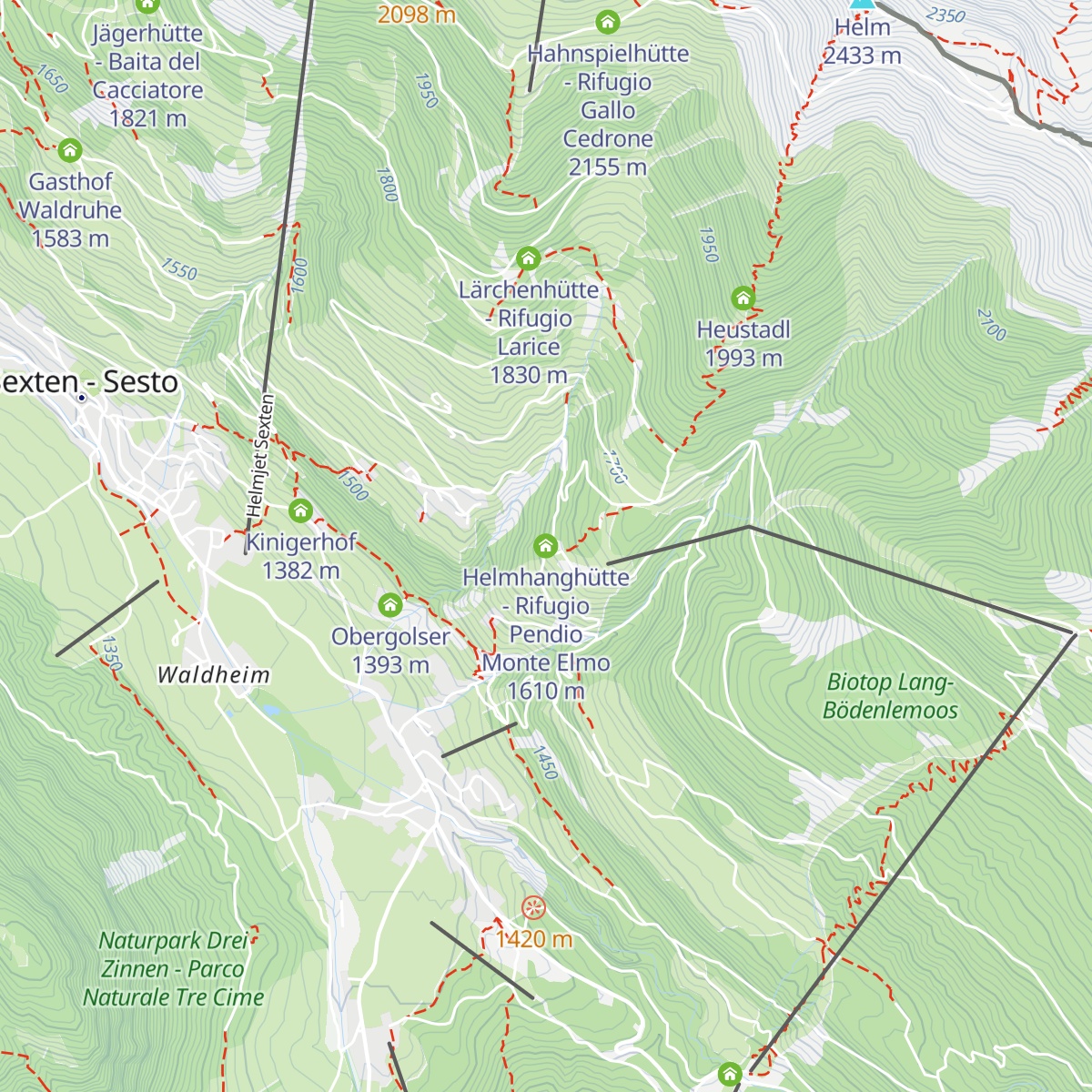 Helmhanghütte - Rifugio Pendio Monte Elmo map