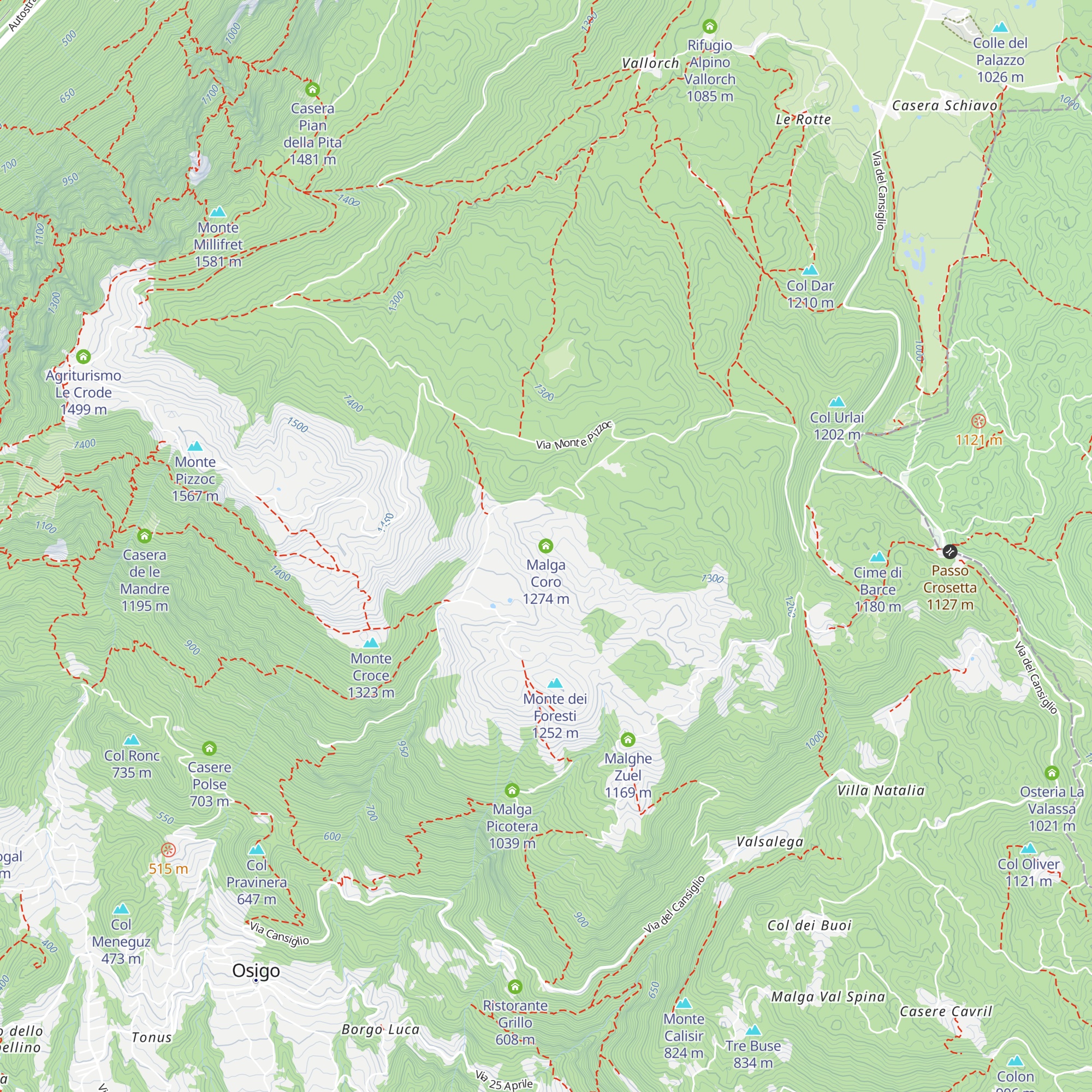 Malga Coro map