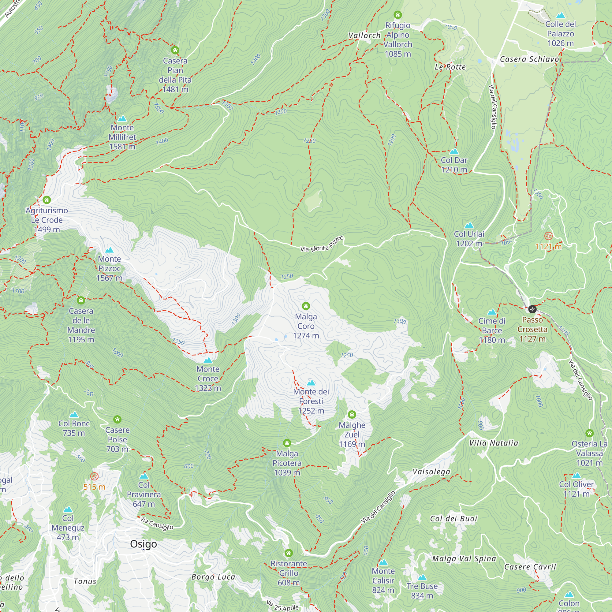 Malga Coro map