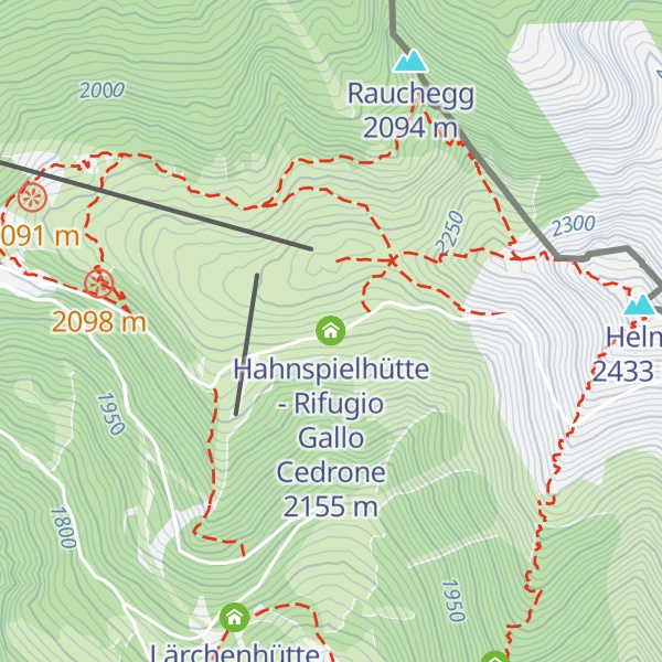 Map of Hahnspielhütte - Rifugio Gallo Cedrone