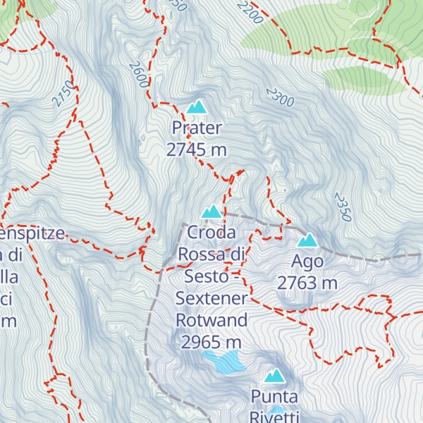Map of Croda Rossa di Sesto - Sextener Rotwand